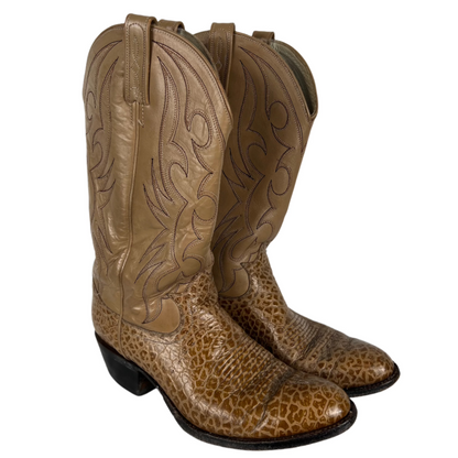 80s Creamy Tan Croc Cowboy Boots- M's 10.5, W's 12
