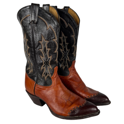 80s Tony Lama Two Tone Brown Cowboy Boots- M's 10, W's 11.5