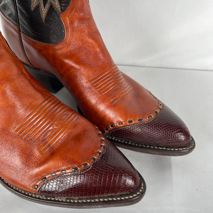 80s Tony Lama Two Tone Brown Cowboy Boots- M's 10, W's 11.5