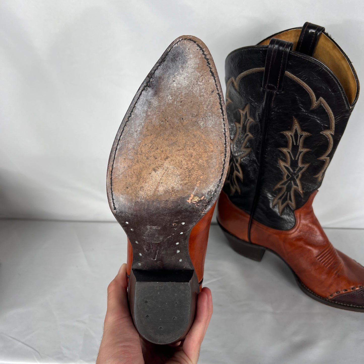 80s Tony Lama Two Tone Brown Cowboy Boots- M's 10, W's 11.5