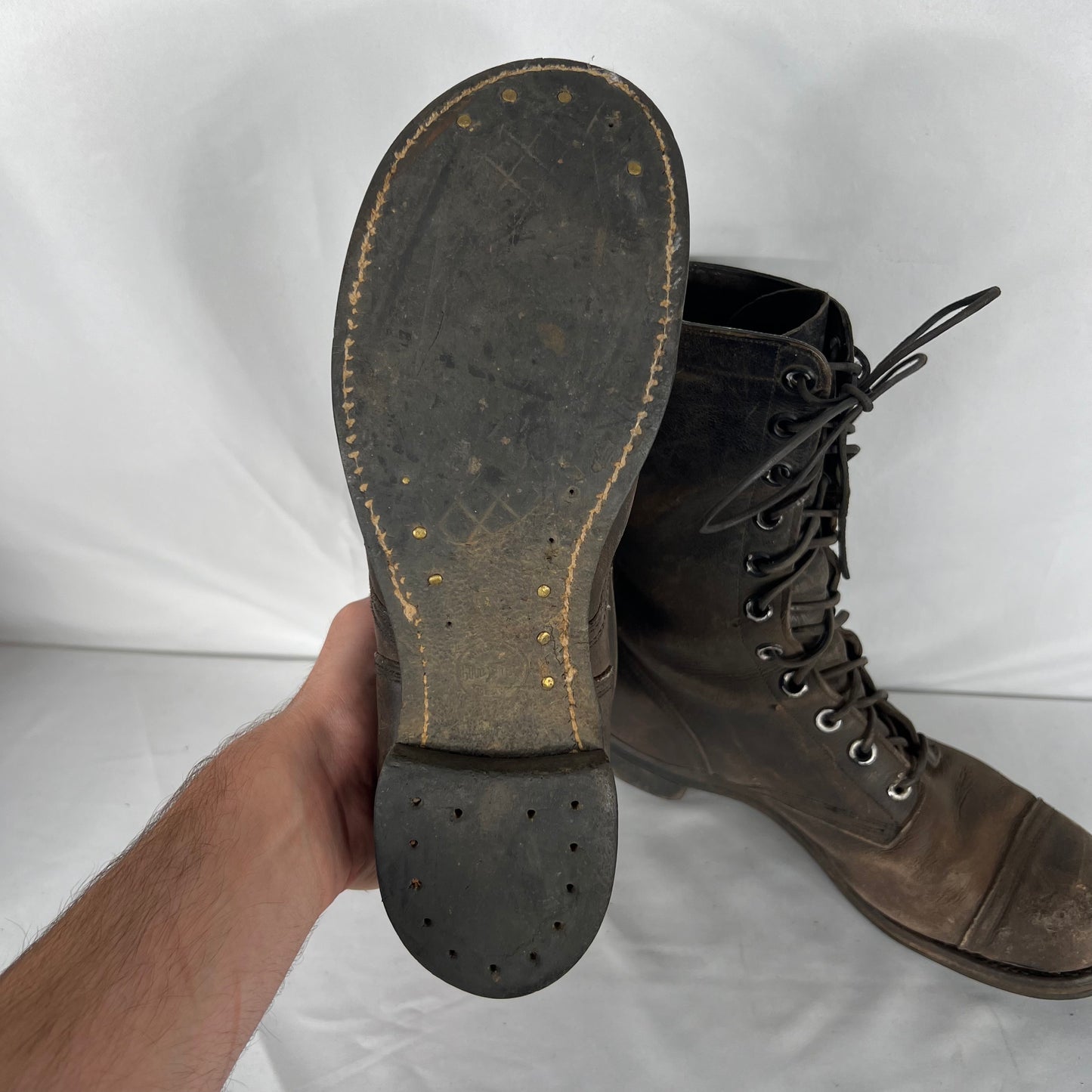 50s/60s Patina Black Combat Jumper Boots- M's 9, W's 10.5