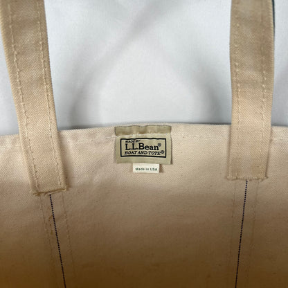 L.L. Bean Canvas Forest Green Handle Ghost Print Boat and Tote Bag- L