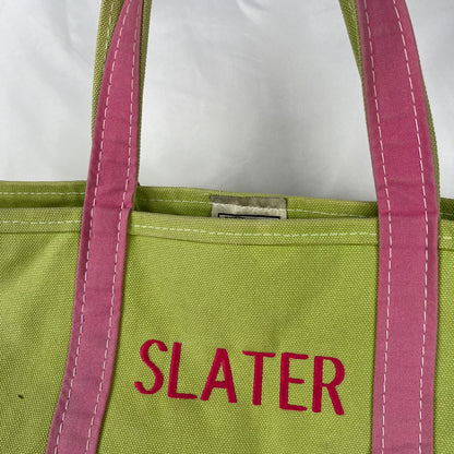 L.L. Bean Canvas Pink & Key Lime Boat and Tote Bag- Large