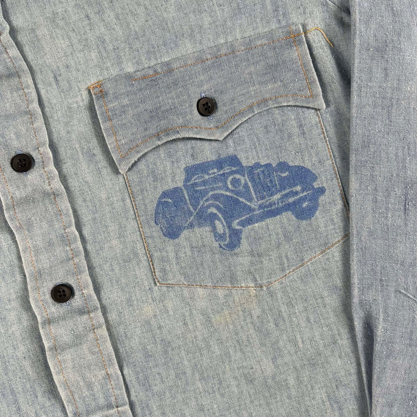 80s Car Chambray Shirt- S