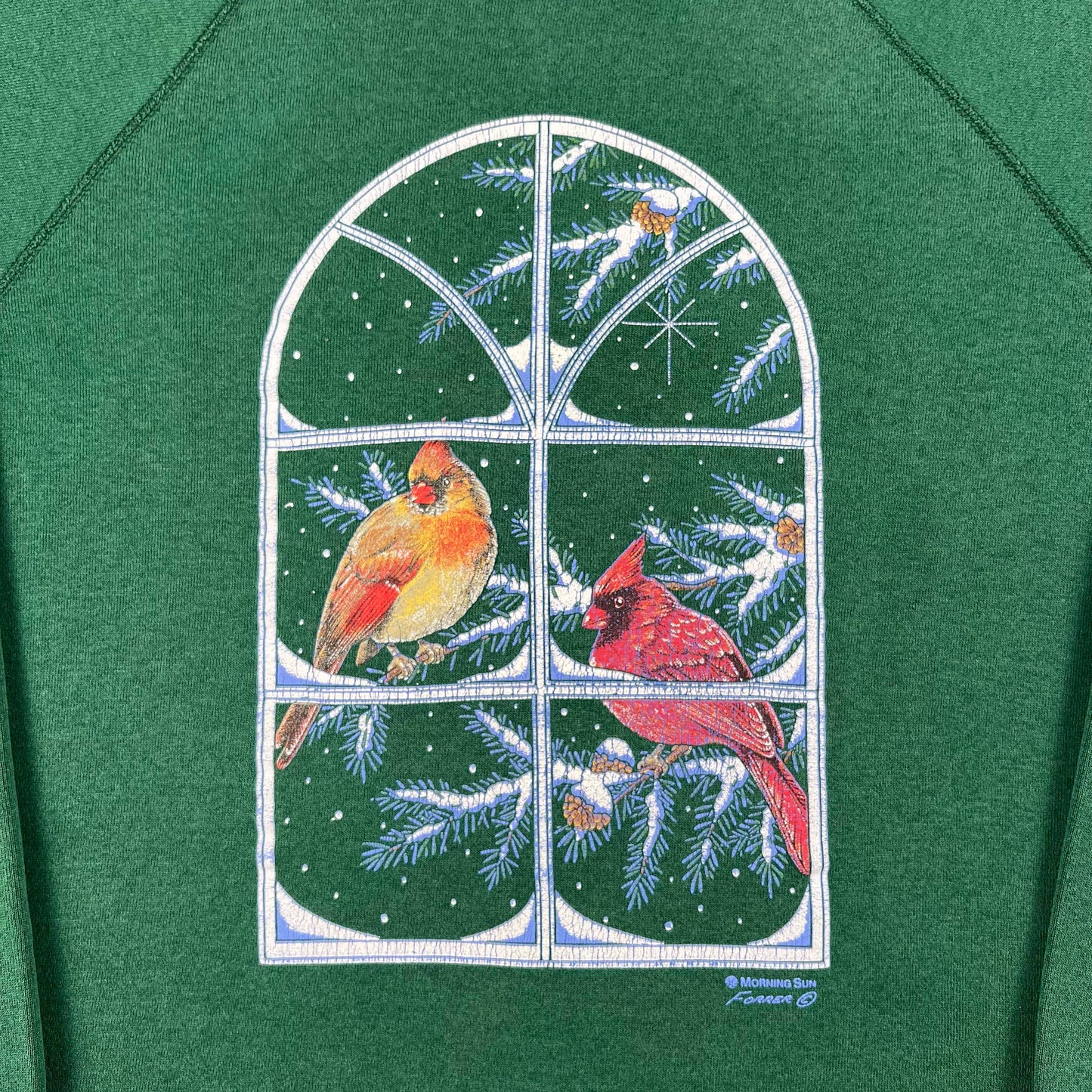 90s Snowy Cardinals Sweatshirt- L