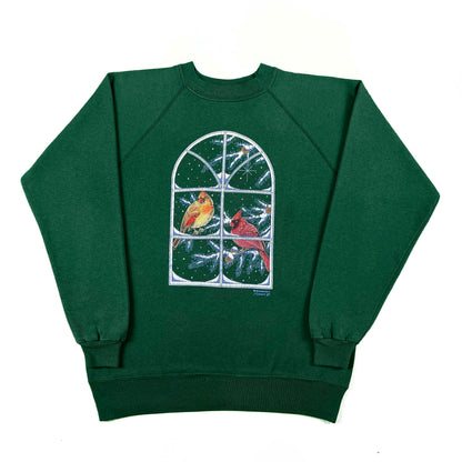 90s Snowy Cardinals Sweatshirt- L