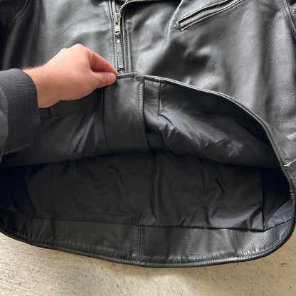 90s Harley Davidson Black Leather Moto Biker Jacket- XXL