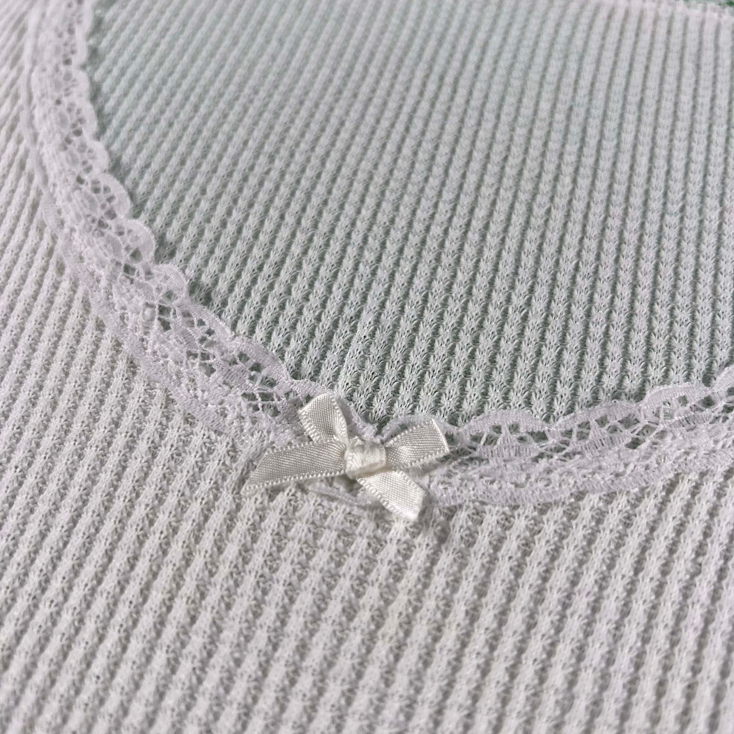 Vintage Floral & Lace Collar Waffle Knit Thermals- SELECT SHIRT