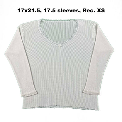 Vintage Floral & Lace Collar Waffle Knit Thermals- SELECT SHIRT