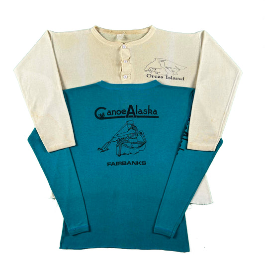 70s Graphic Henley Thermal Shirts- SELECT THERMAL