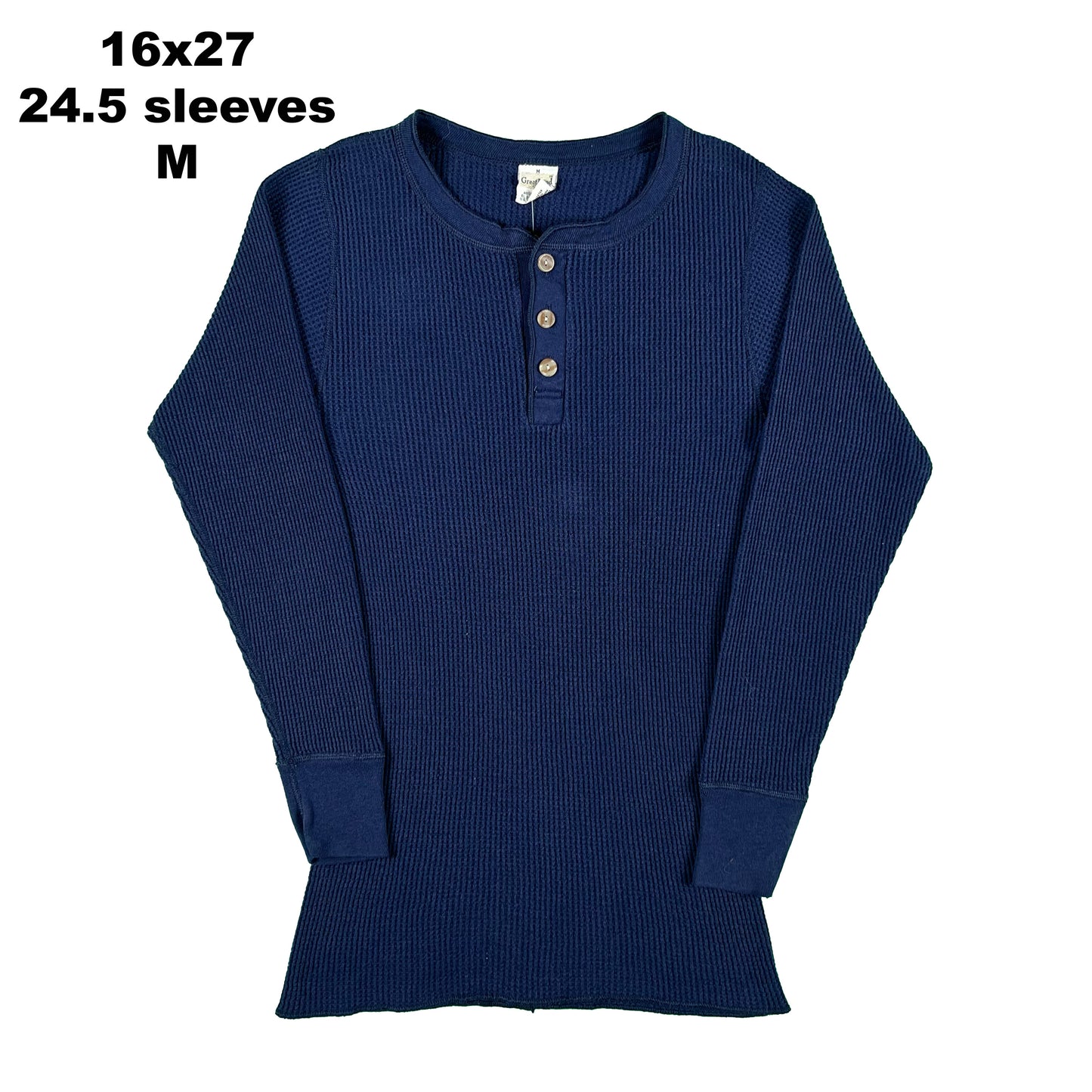 Vintage Navy Henley Waffle Knit Thermal- SELECT SHIRT