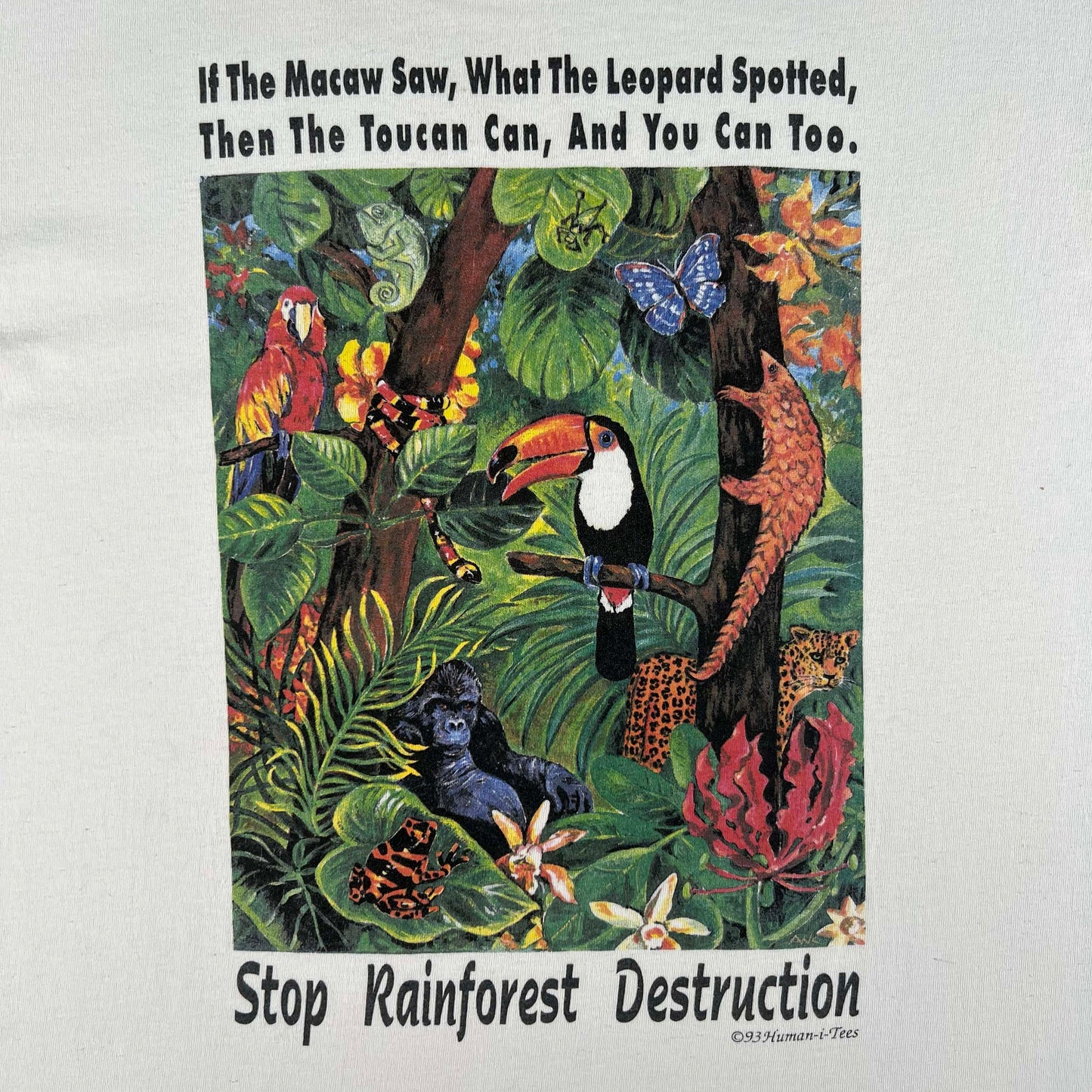 90s Stop Rainforest Destruction Tee- L