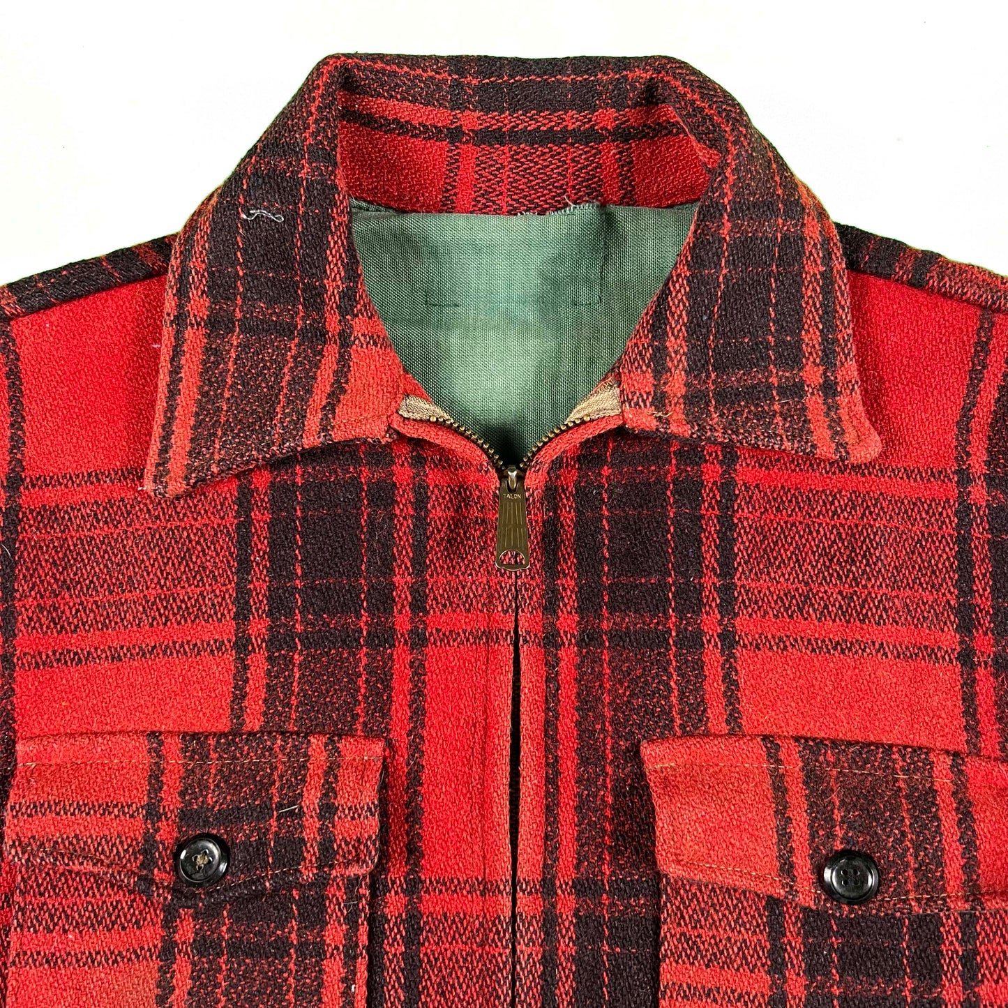 50s Buffalo Plaid Wool Mackinaw Jacket- XL