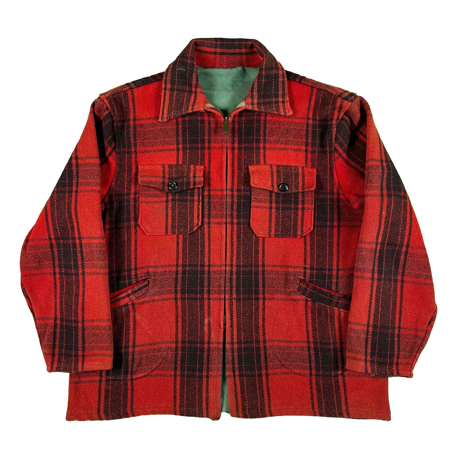 50s Buffalo Plaid Wool Mackinaw Jacket- XL