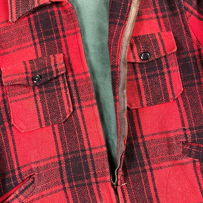 50s Buffalo Plaid Wool Mackinaw Jacket- XL