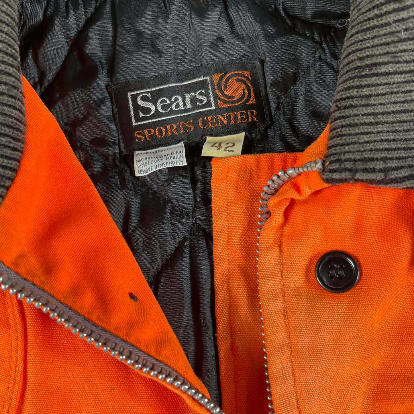 70s Sears Sun Faded Orange Canvas Hunting Jacket- L