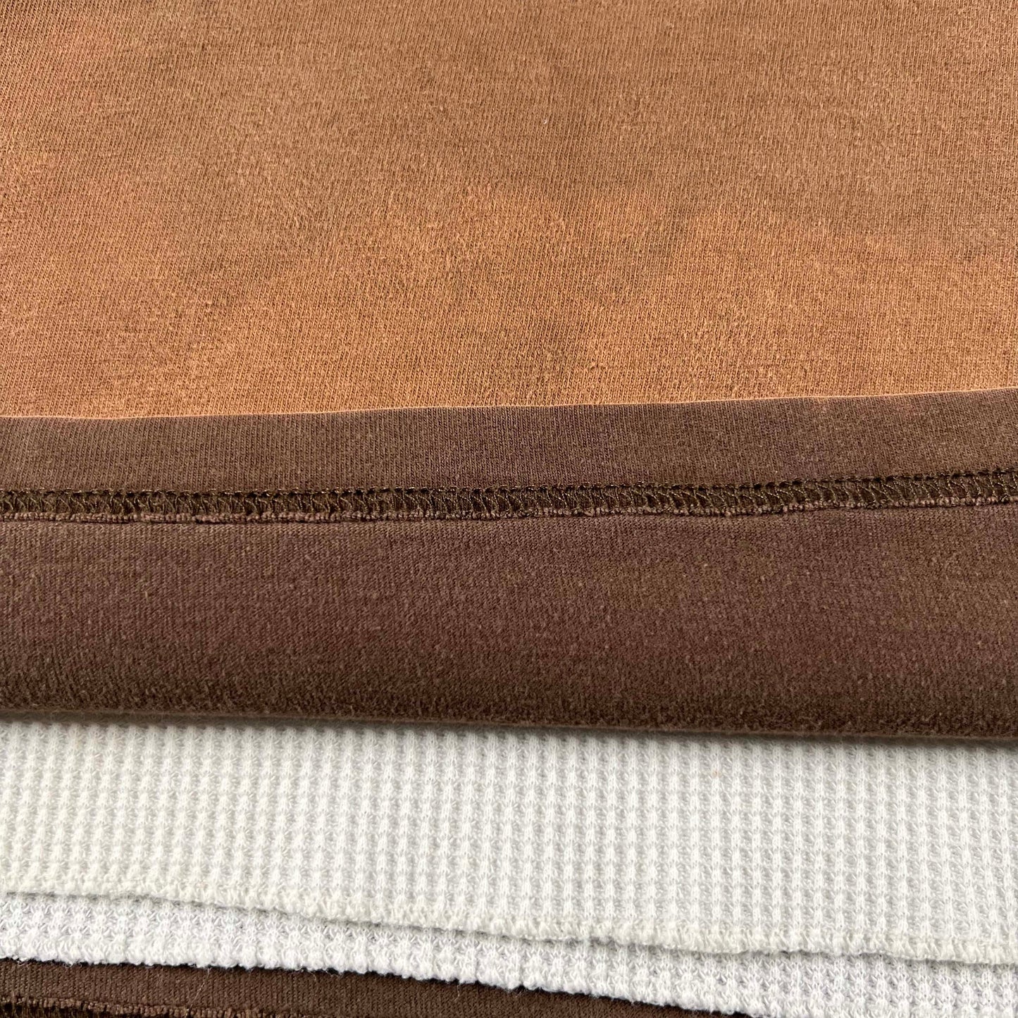 Super Sun Faded Brown Tee & 80s Waffle Knit Thermal- XL