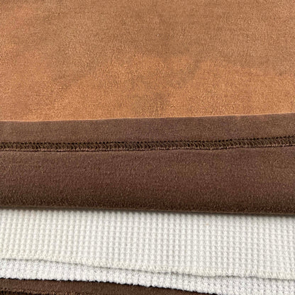 Super Sun Faded Brown Tee & 80s Waffle Knit Thermal- XL