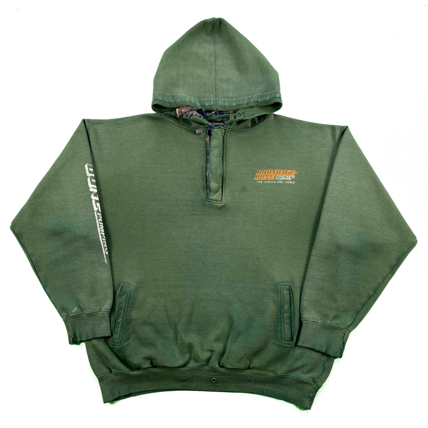 90s/00s Sun Faded Concrete Pumping 1/4 Zip Hoodie- XL