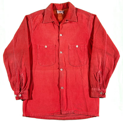 50s Faded Campus Corduroy Loop Collar Shirt- M