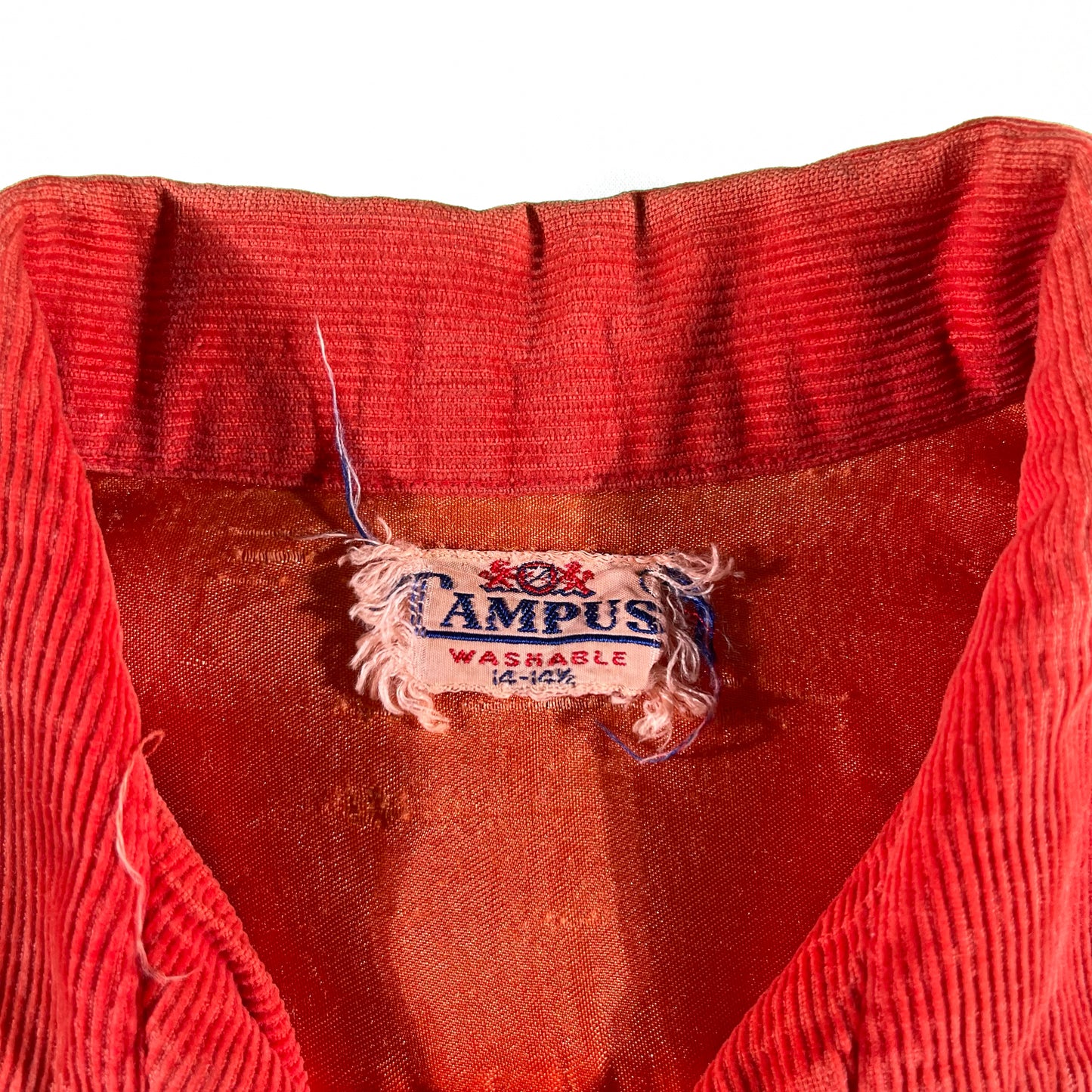 50s Faded Campus Corduroy Loop Collar Shirt- M