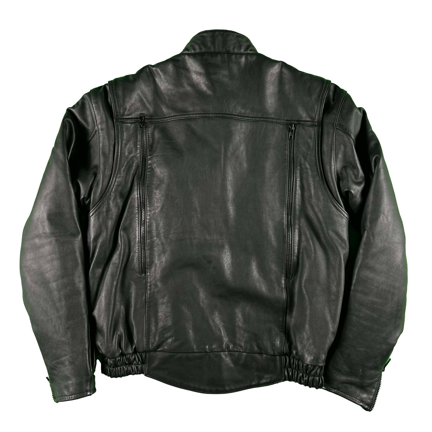 00s Hein Gericke Black Leather Biker Bomber Jacket- L