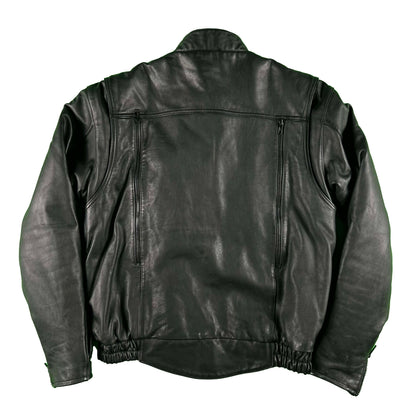 00s Hein Gericke Black Leather Biker Bomber Jacket- L