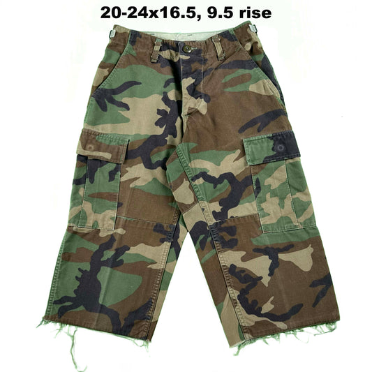 Vintage Chopped & Baggy Army Camo Cargo Shorts- SELECT PAIR