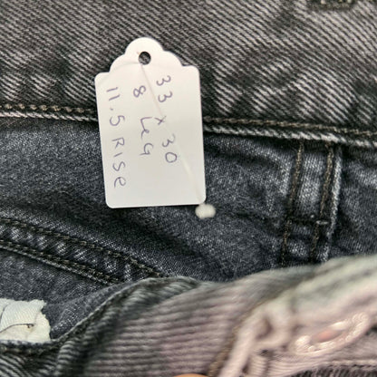 Faded Black Released Hem Levi's 501 Denim- 33x30