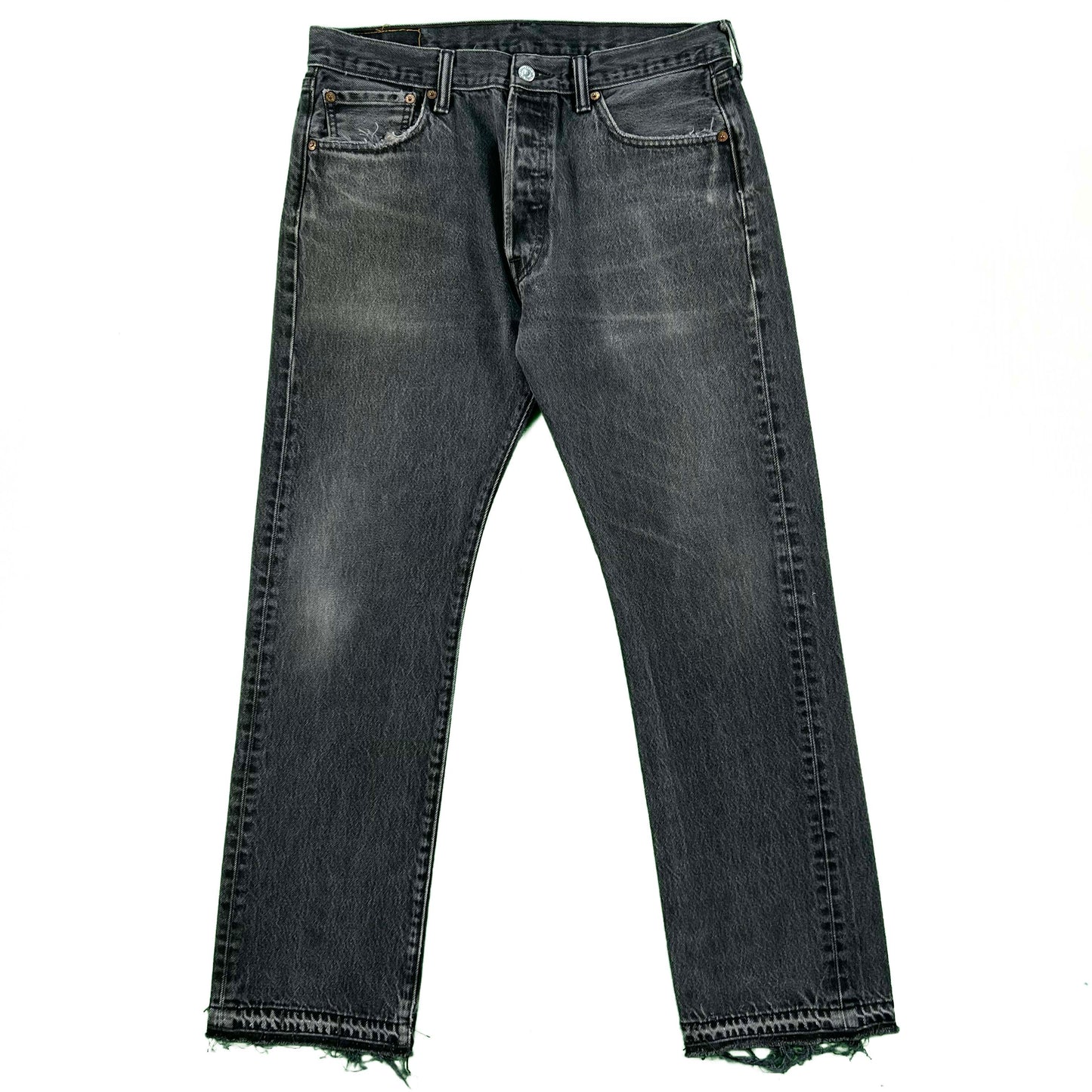 Faded Black Released Hem Levi's 501 Denim- 33x30