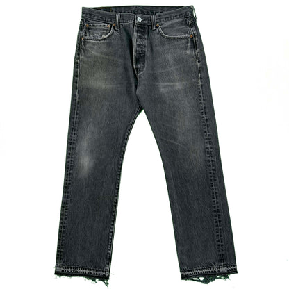 Faded Black Released Hem Levi's 501 Denim- 33x30
