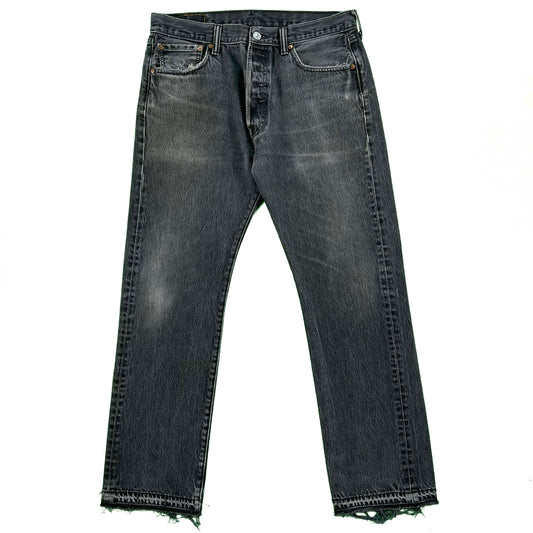 Faded Black Released Hem Levi's 501 Denim- 33x30