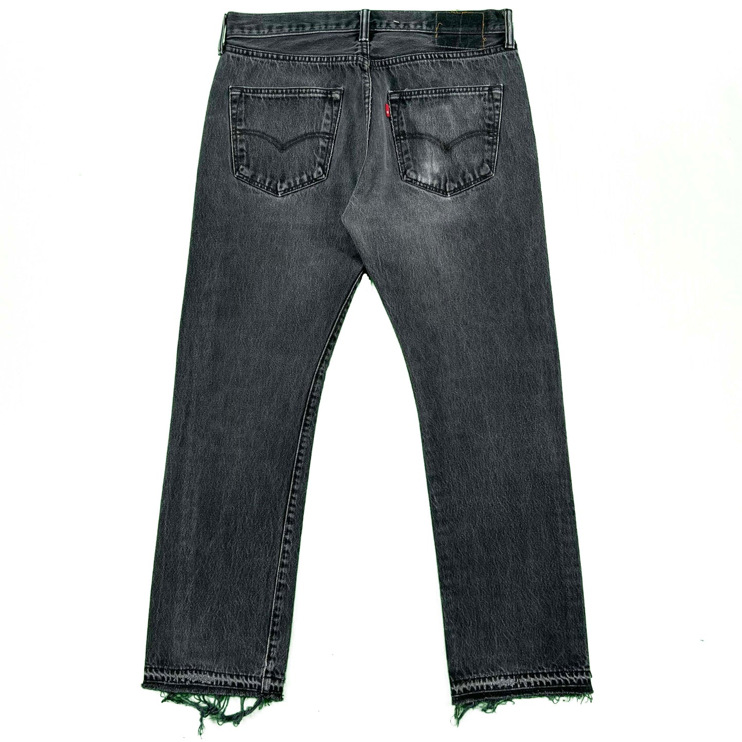 Faded Black Released Hem Levi's 501 Denim- 33x30