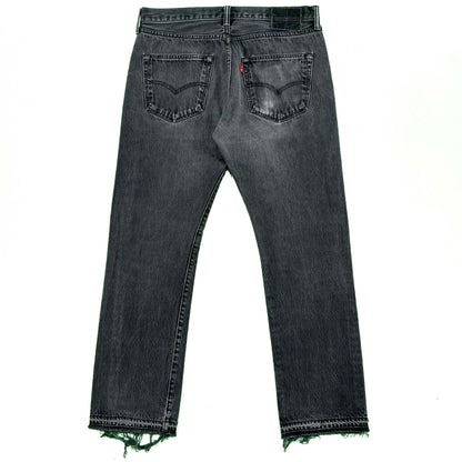 Faded Black Released Hem Levi's 501 Denim- 33x30