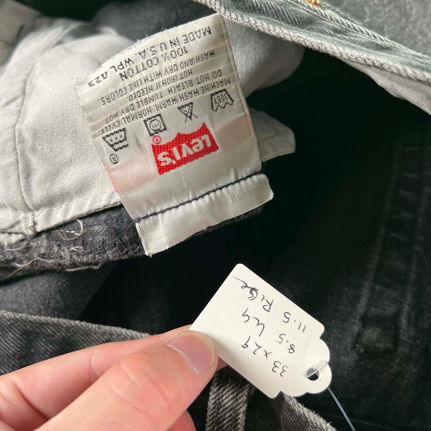 90s Faded Black Levi's 501 Denim- 33x29