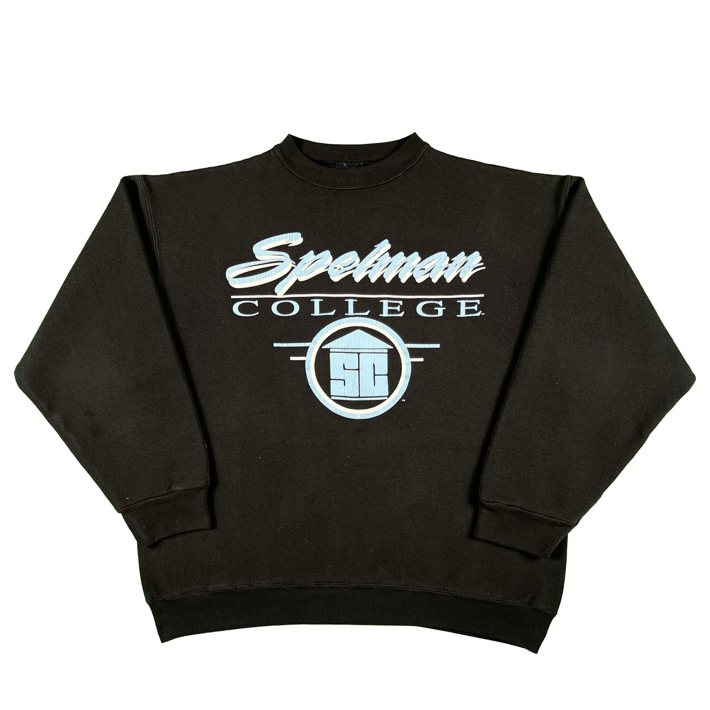 90s Faded Black Spellman College Sweatshirt- XL