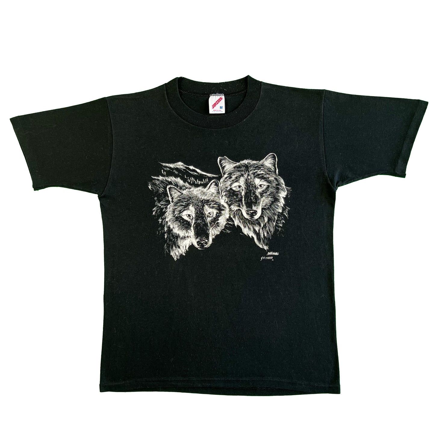 90s Wolves Faded Black Tee- M