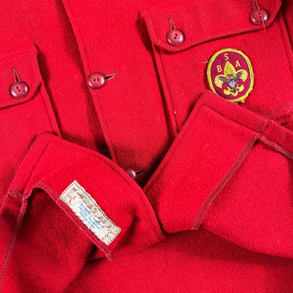 70s Boy Scouts Red Wool Overshirt- L
