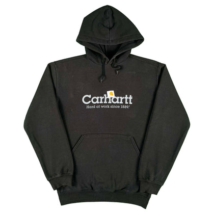 00s Carhartt Faded Black Script Hoodie- S