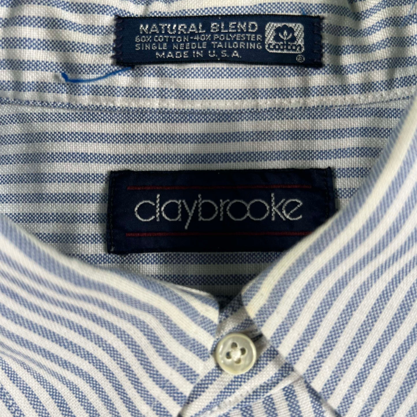 80s 'claybrooke' Short Sleeve Striped Button Up Shirt- L