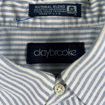 80s 'claybrooke' Short Sleeve Striped Button Up Shirt- L