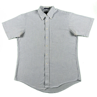 80s 'claybrooke' Short Sleeve Striped Button Up Shirt- L