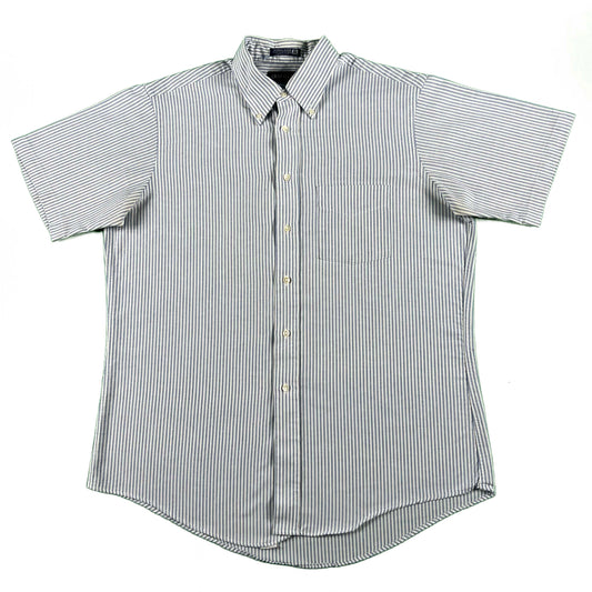 80s 'claybrooke' Short Sleeve Striped Button Up Shirt- L