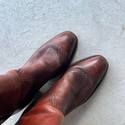 Frye Faded Mahogany Brown Cowboy Boots- 10.5 M's, 12 W's