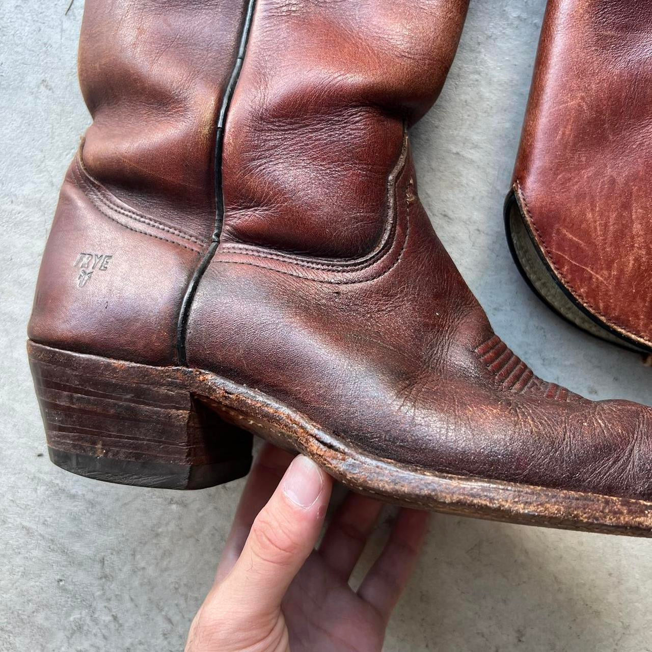 Frye Faded Mahogany Brown Cowboy Boots- 10.5 M's, 12 W's