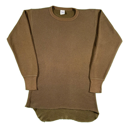 80s Tan/Brown Waffle Knit Thermal- L