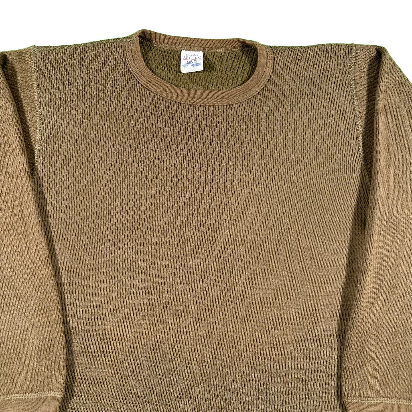 80s Tan/Brown Waffle Knit Thermal- L