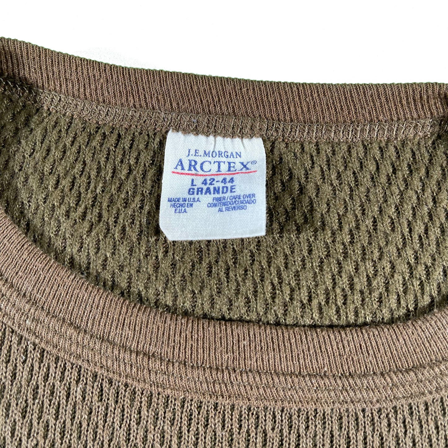 80s Tan/Brown Waffle Knit Thermal- L