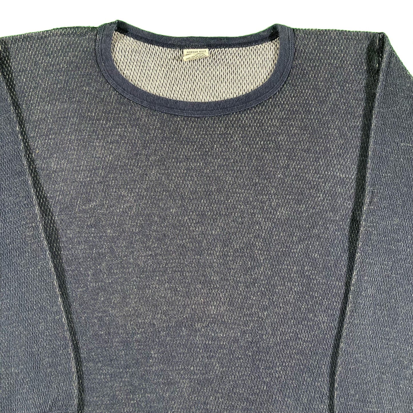 80s Faded Navy Waffle Knit Thermal- L