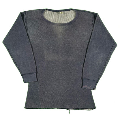 80s Sun Faded Navy Waffle Knit Thermal- L